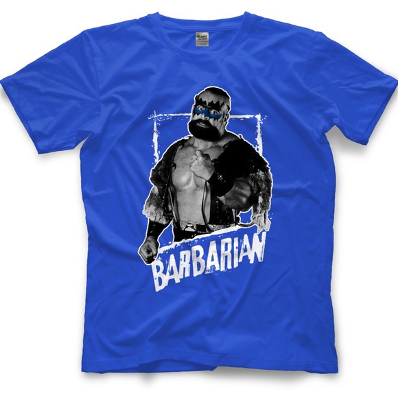 NWOT NWA WWF WCW Wrestlemania Pro Wrestling Barbarian Blue Shirt Men L - Picture 2 of 7